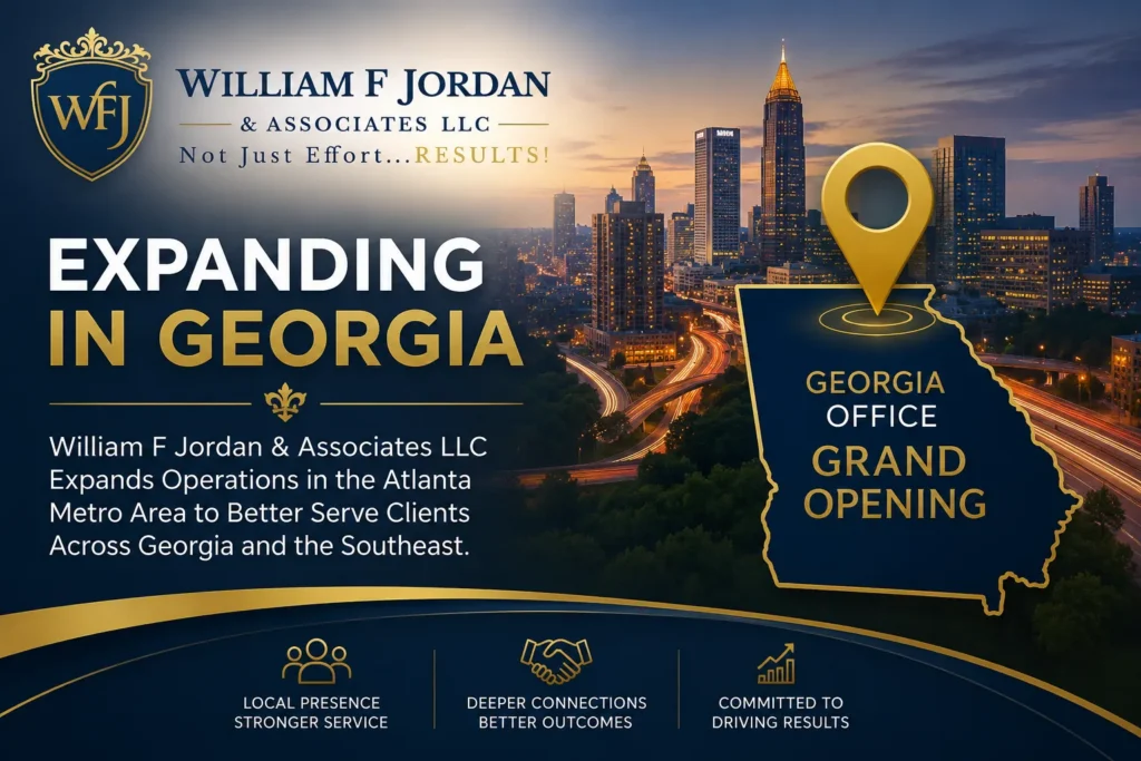 William F Jordan & Associates LLC Expands its Operations in the Atlanta Metropolitan Area to Increase Its Ability to Serve Clients Across Georgia and the Southeast